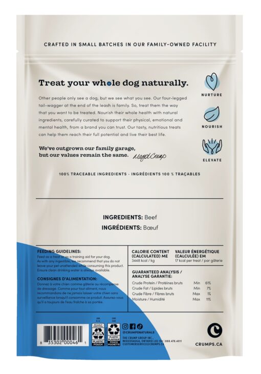 Crumps Naturals Beef Tendersticks beef lung dog treats