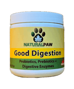 Good Digestion probiotics, prebiotics, digestive enzymes made in Canada for dogs and cats