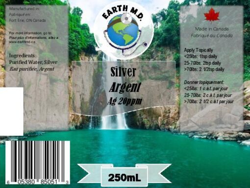 Colloidal Silver Earth MD 20 ppm Label